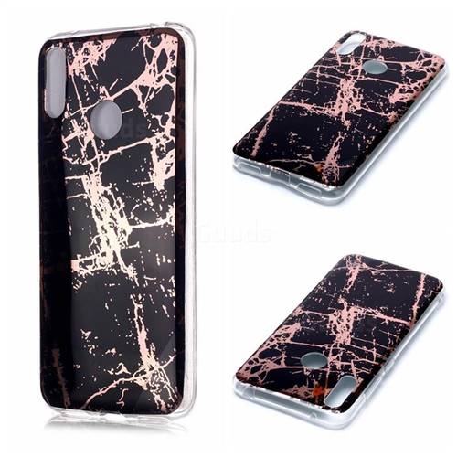 Black Galvanized Rose Gold Marble Phone Back Cover for Huawei Y7(2019) / Y7 Prime(2019) / Y7 Pro(2019)