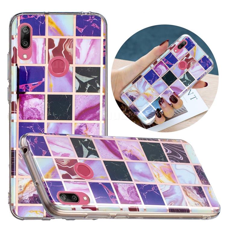 Square Puzzle Painted Marble Electroplating Protective Case for Huawei Y7(2019) / Y7 Prime(2019) / Y7 Pro(2019)