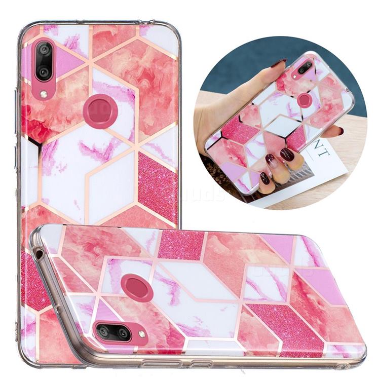 Cherry Glitter Painted Marble Electroplating Protective Case for Huawei Y7(2019) / Y7 Prime(2019) / Y7 Pro(2019)