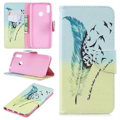 Feather Bird Leather Wallet Case for Huawei Y7(2019) / Y7 Prime(2019) / Y7 Pro(2019)