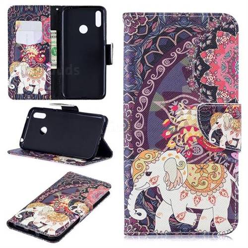 Totem Flower Elephant Leather Wallet Case for Huawei Y7(2019) / Y7 Prime(2019) / Y7 Pro(2019)