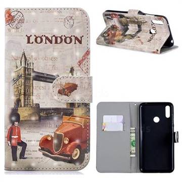 Retro London 3D Painted Leather Phone Wallet Case for Huawei Y7(2019) / Y7 Prime(2019) / Y7 Pro(2019)