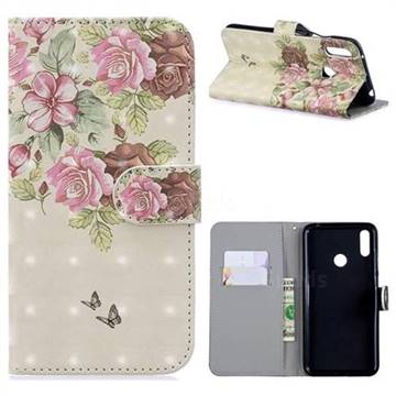 Beauty Rose 3D Painted Leather Phone Wallet Case for Huawei Y7(2019) / Y7 Prime(2019) / Y7 Pro(2019)