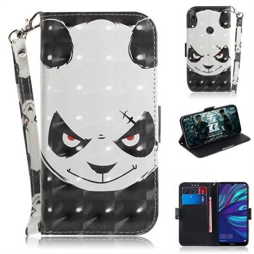 Angry Bear 3D Painted Leather Wallet Phone Case for Huawei Y7(2019) / Y7 Prime(2019) / Y7 Pro(2019)