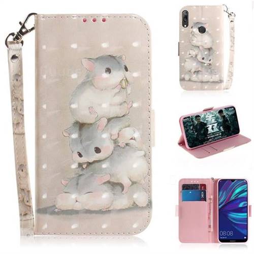 Three Squirrels 3D Painted Leather Wallet Phone Case for Huawei Y7(2019) / Y7 Prime(2019) / Y7 Pro(2019)
