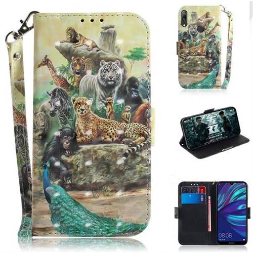 Beast Zoo 3D Painted Leather Wallet Phone Case for Huawei Y7(2019) / Y7 Prime(2019) / Y7 Pro(2019)