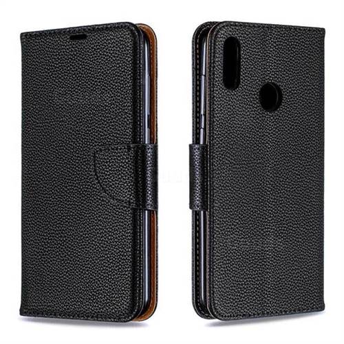 Classic Luxury Litchi Leather Phone Wallet Case for Huawei Y7(2019) / Y7 Prime(2019) / Y7 Pro(2019) - Black