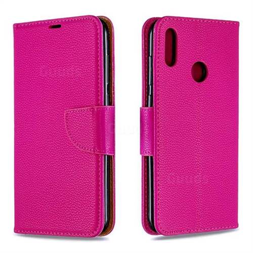 Classic Luxury Litchi Leather Phone Wallet Case for Huawei Y7(2019) / Y7 Prime(2019) / Y7 Pro(2019) - Rose