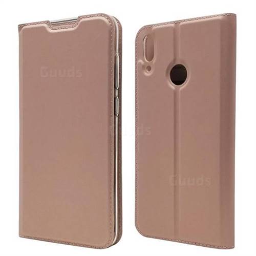 Ultra Slim Card Magnetic Automatic Suction Leather Wallet Case for Huawei Y7(2019) / Y7 Prime(2019) / Y7 Pro(2019) - Rose Gold