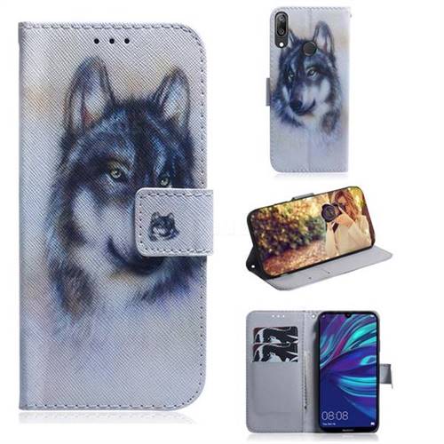 Snow Wolf PU Leather Wallet Case for Huawei Y7(2019) / Y7 Prime(2019) / Y7 Pro(2019)