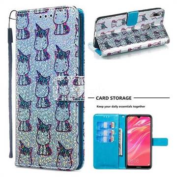 Little Unicorn Sequins Painted Leather Wallet Case for Huawei Y7(2019) / Y7 Prime(2019) / Y7 Pro(2019)