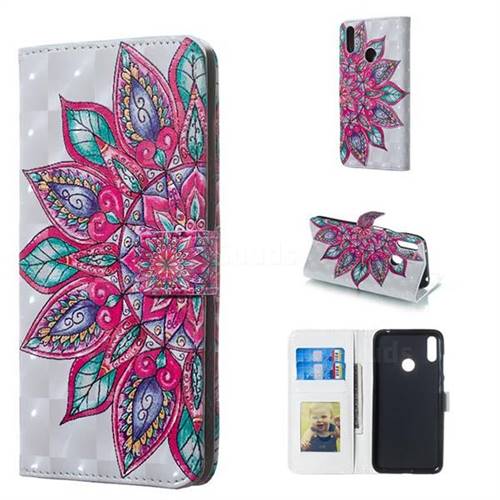 Mandara Flower 3D Painted Leather Phone Wallet Case for Huawei Y7(2019) / Y7 Prime(2019) / Y7 Pro(2019)