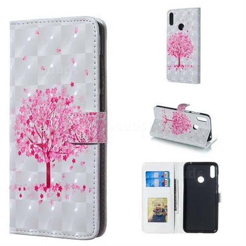 Sakura Flower Tree 3D Painted Leather Phone Wallet Case for Huawei Y7(2019) / Y7 Prime(2019) / Y7 Pro(2019)
