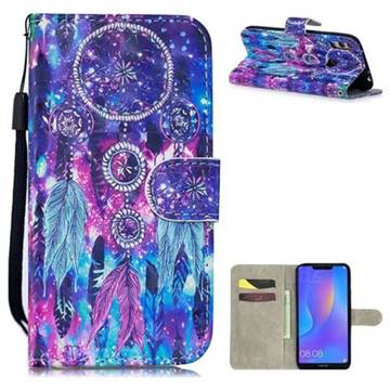 Star Wind Chimes 3D Painted Leather Wallet Phone Case for Huawei Y7(2019) / Y7 Prime(2019) / Y7 Pro(2019)