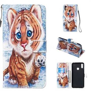 Baby Tiger Smooth Leather Phone Wallet Case for Huawei Y7(2019) / Y7 Prime(2019) / Y7 Pro(2019)