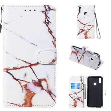 Platinum Marble Smooth Leather Phone Wallet Case for Huawei Y7(2019) / Y7 Prime(2019) / Y7 Pro(2019)