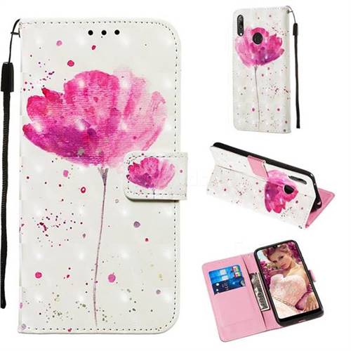 Watercolor 3D Painted Leather Wallet Case for Huawei Y7(2019) / Y7 Prime(2019) / Y7 Pro(2019)