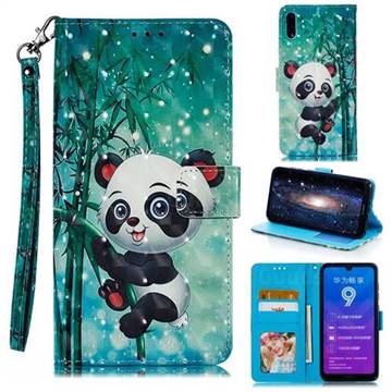 Cute Panda 3D Painted Leather Phone Wallet Case for Huawei Y7(2019) / Y7 Prime(2019) / Y7 Pro(2019)