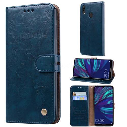 Luxury Retro Oil Wax PU Leather Wallet Phone Case for Huawei Y7(2019) / Y7 Prime(2019) / Y7 Pro(2019) - Sapphire