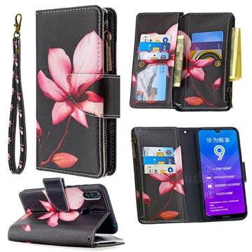 Lotus Flower Binfen Color BF03 Retro Zipper Leather Wallet Phone Case for Huawei Y7(2019) / Y7 Prime(2019) / Y7 Pro(2019)