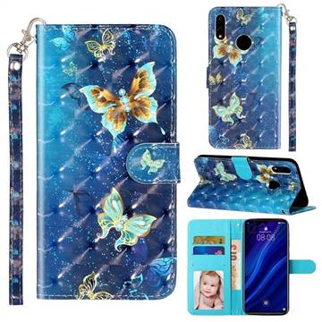 Rankine Butterfly 3D Leather Phone Holster Wallet Case for Huawei Y7(2019) / Y7 Prime(2019) / Y7 Pro(2019)
