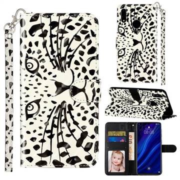 Leopard Panther 3D Leather Phone Holster Wallet Case for Huawei Y7(2019) / Y7 Prime(2019) / Y7 Pro(2019)