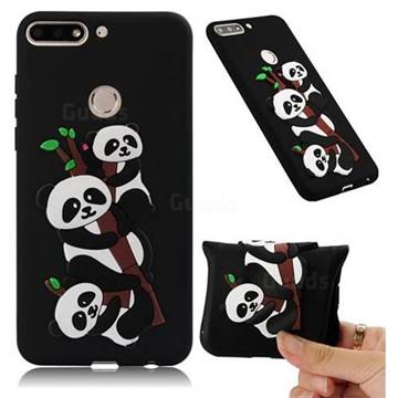 Panda Bamboo Soft 3D Silicone Case for Huawei Y7(2018) - Black