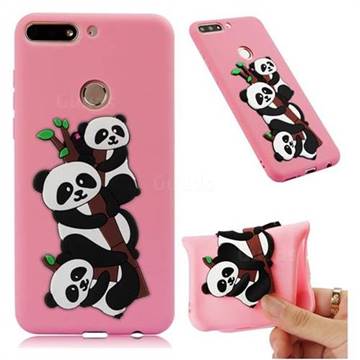 Panda Bamboo Soft 3D Silicone Case for Huawei Y7(2018) - Red