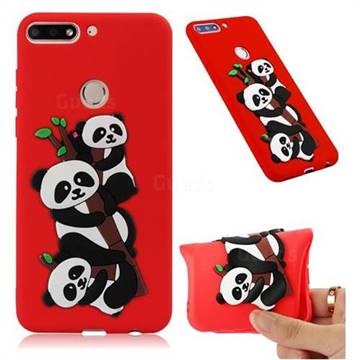 Panda Bamboo Soft 3D Silicone Case for Huawei Y7(2018) - Pink