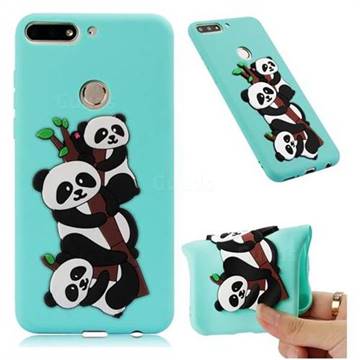 Panda Bamboo Soft 3D Silicone Case for Huawei Y7(2018) - Sky Blue