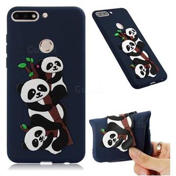 Panda Bamboo Soft 3D Silicone Case for Huawei Y7(2018) - Navy