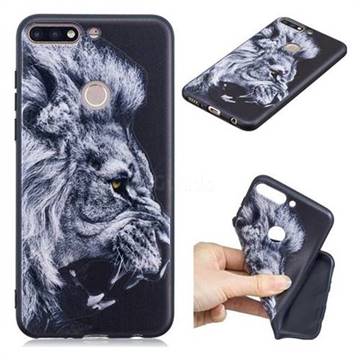 Lion 3D Embossed Relief Black TPU Cell Phone Back Cover for Huawei Y7(2018)