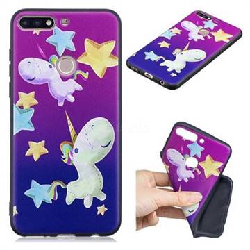 Pony 3D Embossed Relief Black TPU Cell Phone Back Cover for Huawei Y7(2018)