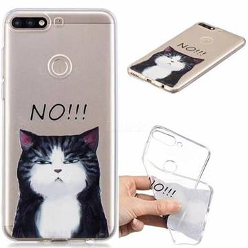 Cat Say No Clear Varnish Soft Phone Back Cover for Huawei Y7(2018)