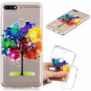 Oil Painting Tree Clear Varnish Soft Phone Back Cover for Huawei Y7(2018)
