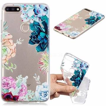 Gem Flower Clear Varnish Soft Phone Back Cover for Huawei Y7(2018)