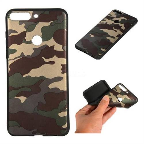 Camouflage Soft TPU Back Cover for Huawei Y7(2018) - Gold Green