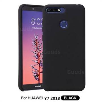 Howmak Slim Liquid Silicone Rubber Shockproof Phone Case Cover for Huawei Y7(2018) - Black