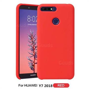 Howmak Slim Liquid Silicone Rubber Shockproof Phone Case Cover for Huawei Y7(2018) - Red
