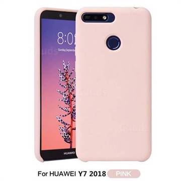 Howmak Slim Liquid Silicone Rubber Shockproof Phone Case Cover for Huawei Y7(2018) - Pink