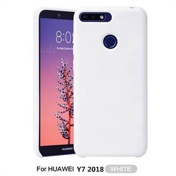 Howmak Slim Liquid Silicone Rubber Shockproof Phone Case Cover for Huawei Y7(2018) - White