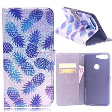 Pineapple Laser Light PU Leather Wallet Case for Huawei Y7(2018)