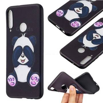 Lovely Panda 3D Embossed Relief Black Soft Back Cover for Huawei Y7p