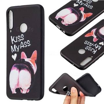 Lovely Pig Ass 3D Embossed Relief Black Soft Back Cover for Huawei Y7p