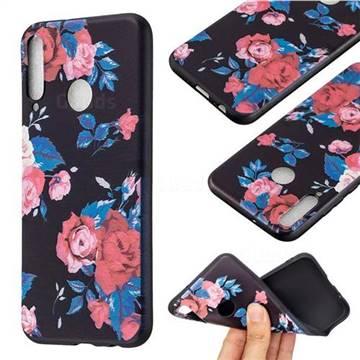 Safflower 3D Embossed Relief Black Soft Back Cover for Huawei Y7p