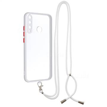 Necklace Cross-body Lanyard Strap Cord Phone Case Cover for Huawei Y7p - White