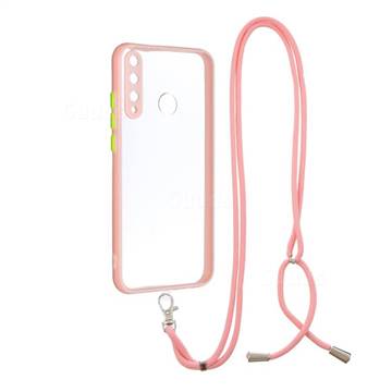 Necklace Cross-body Lanyard Strap Cord Phone Case Cover for Huawei Y7p - Pink