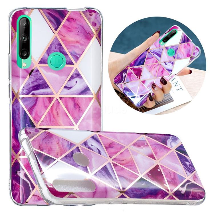 Purple Dream Triangle Painted Marble Electroplating Protective Case for Huawei Y7p