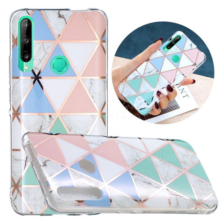 Fresh Triangle Painted Marble Electroplating Protective Case for Huawei Y7p