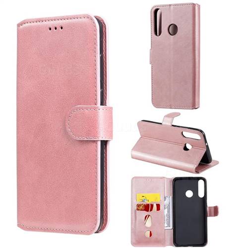 Retro Calf Matte Leather Wallet Phone Case for Huawei Y7p - Pink